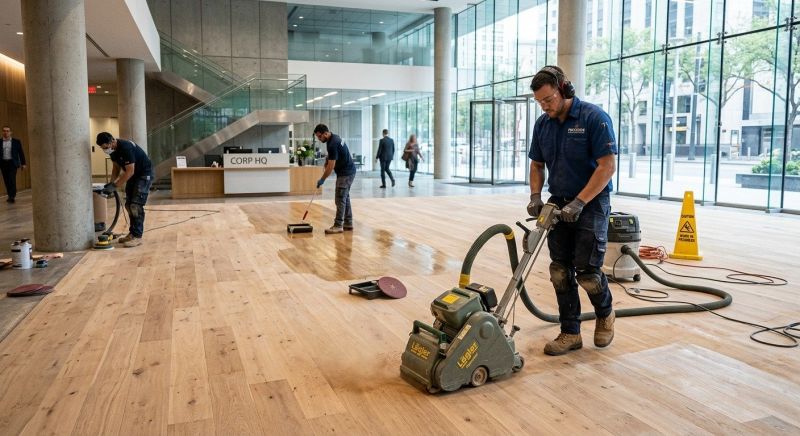 Our team working on Wood Floor Service projects in Austin, TX