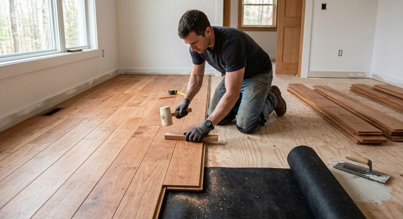 Cherry Floor Installation in Leander, TX